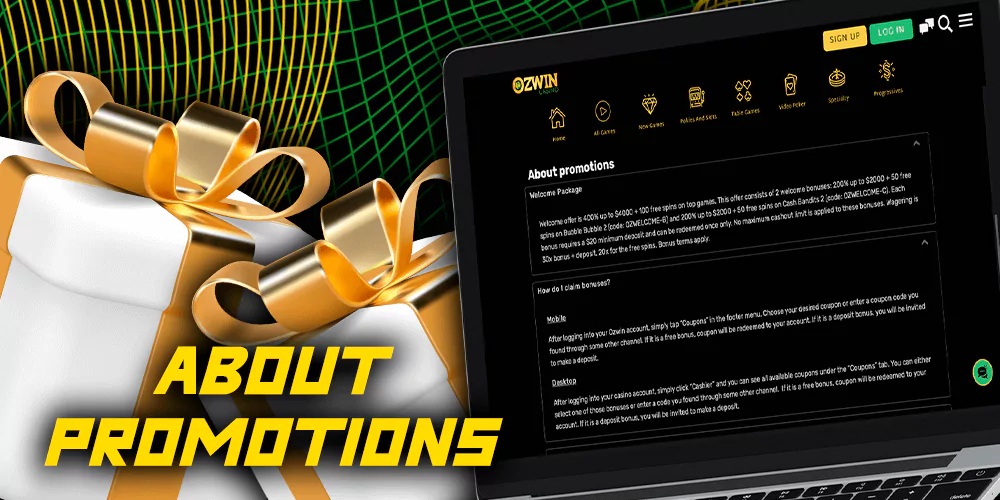 About Promotions at Ozwin Casino