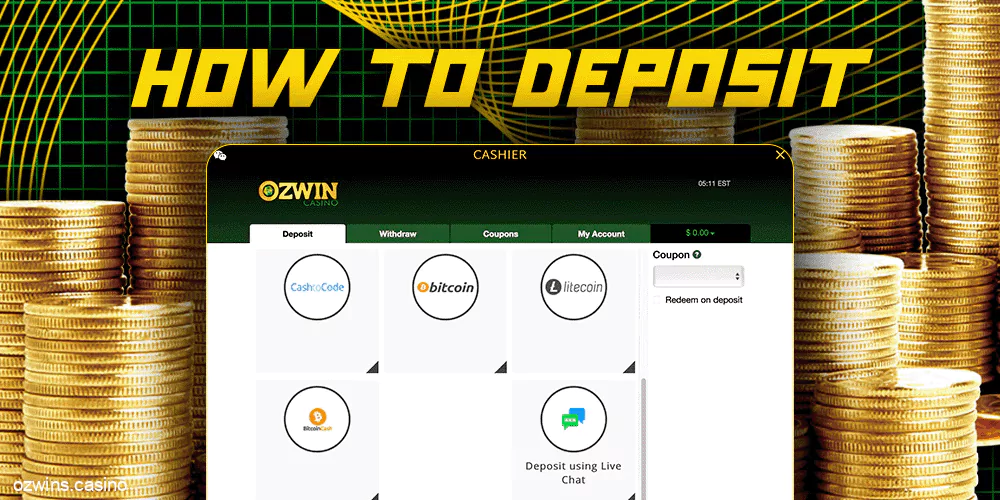 How to deposit at Ozwin Casino