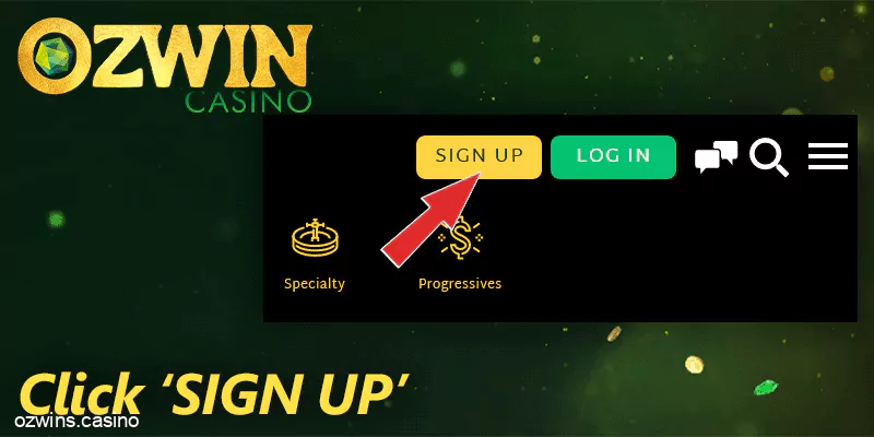 Click 'Sign up' button at Ozwin casino and create a personal account