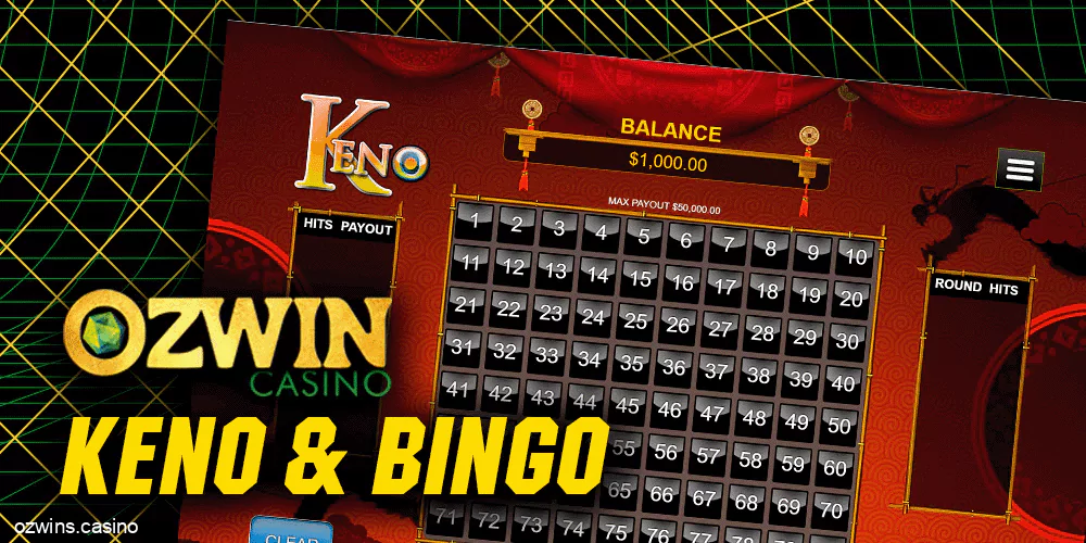 Keno & Bingo at Ozwin Casino